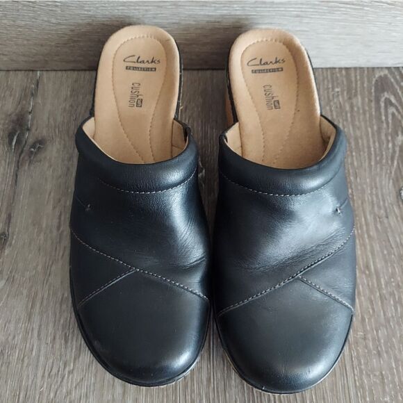 Clarks | Black Preslet Sheen Leather Clog Size 10 - Picture 3 of 10
